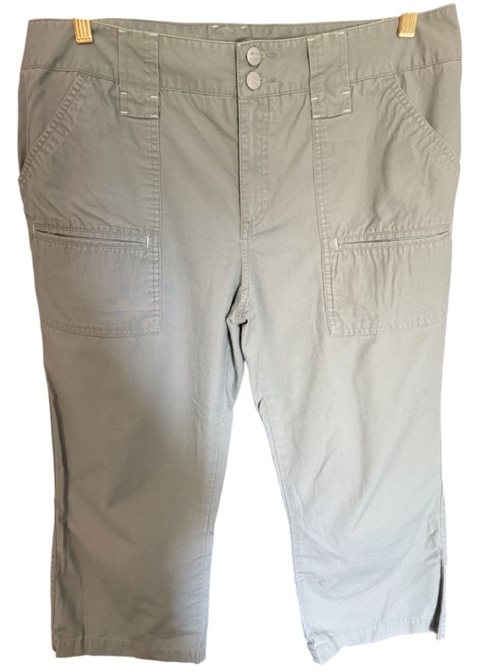 IZOD light sage cropped utility cargo pants Cotton Sz.14 EUC